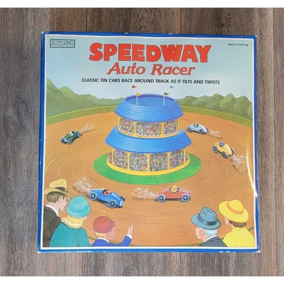 Schylling Speedway Auto Racer Tin Litho Wind-Up Toy Certificate Of Authenticity
